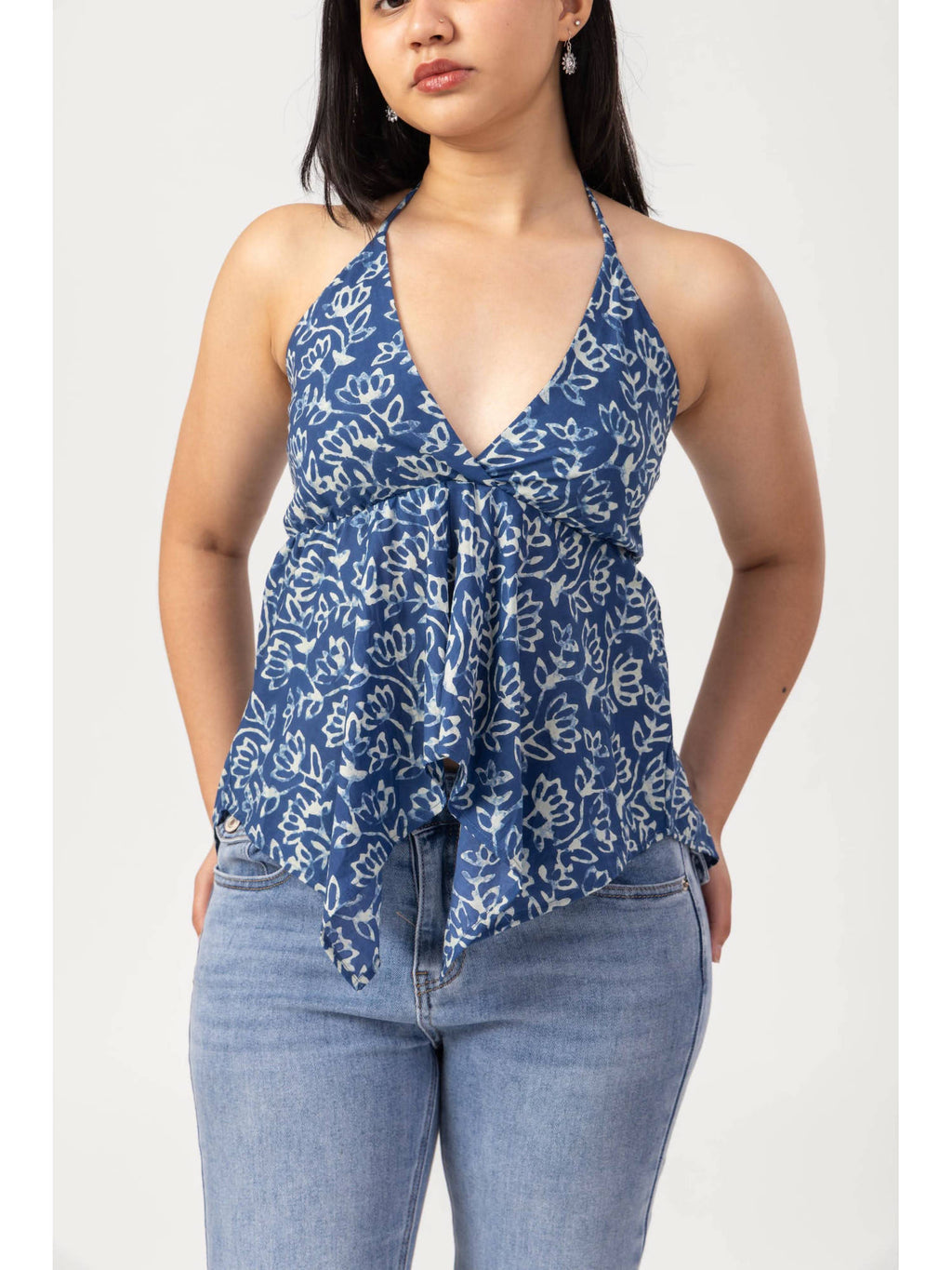 Blue Halter Neck with Tie-Up Top | HT67 - view 3