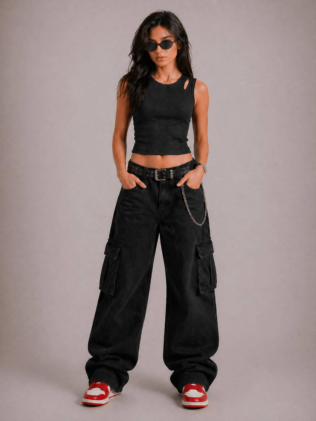 Solid Black Crop Top | CT61 - view 3