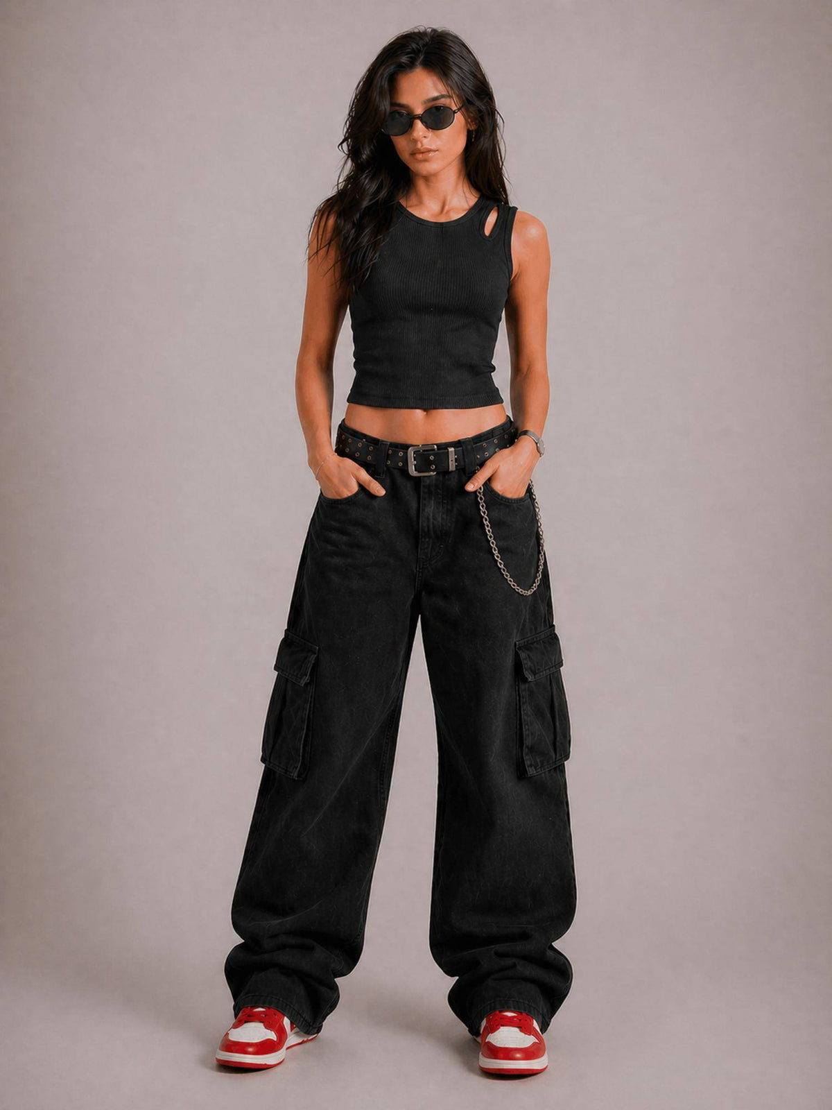 Solid Black Crop Top | CT61 - view 3