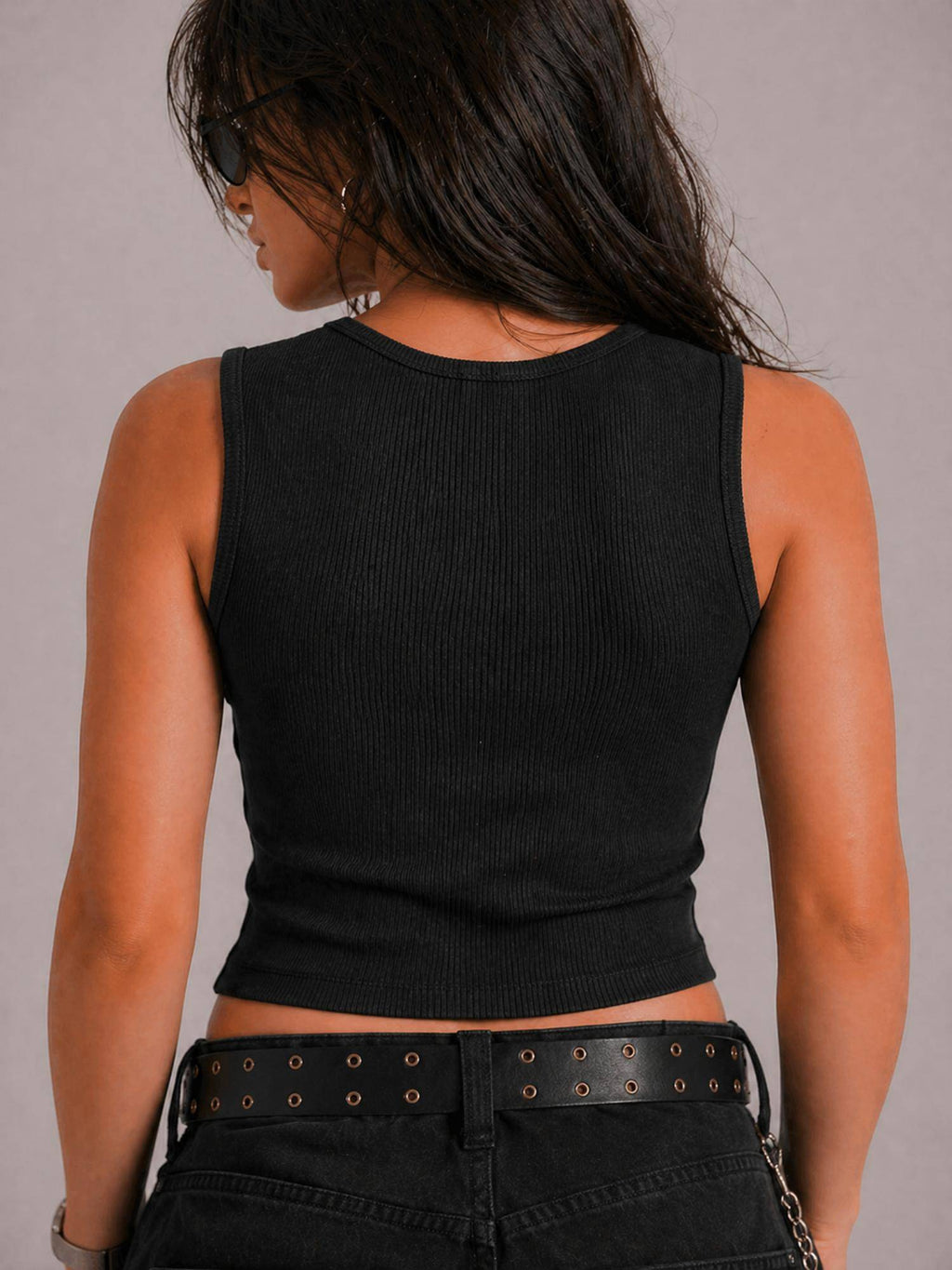 Solid Black Crop Top | CT61 - view 4
