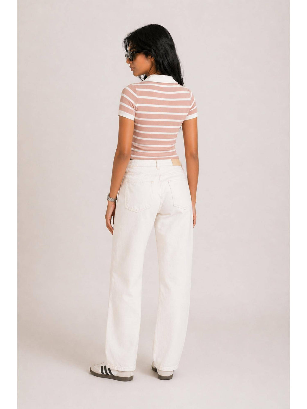 Striped Polo Collar Crop Top | CT61 - view 2