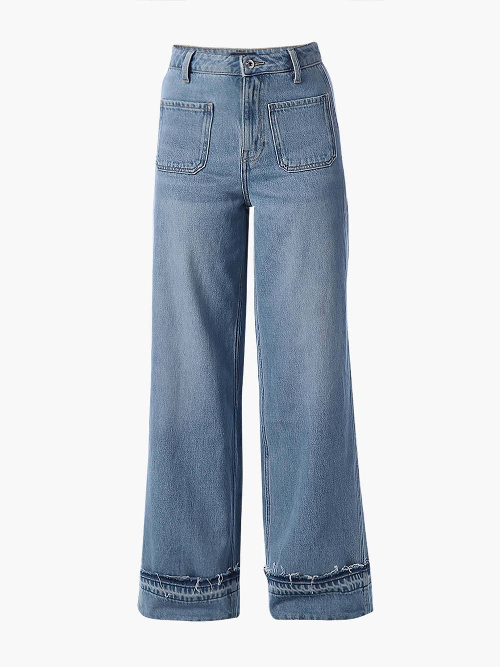 Women Solid Wide Leg High-Rise Blue Jeans | WL90 - view 6
