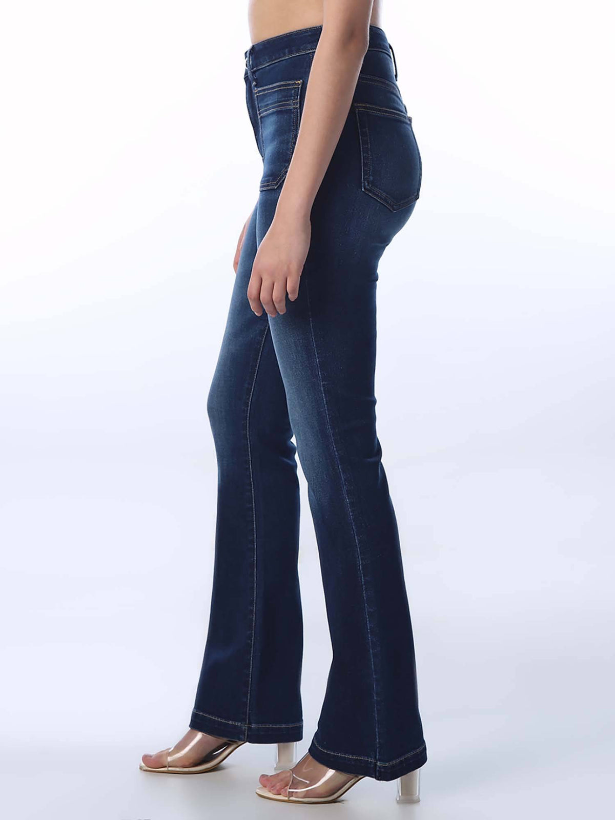 Women Solid Slim Fit High-Rise Navy Blue Jeans | ST23 - view 4