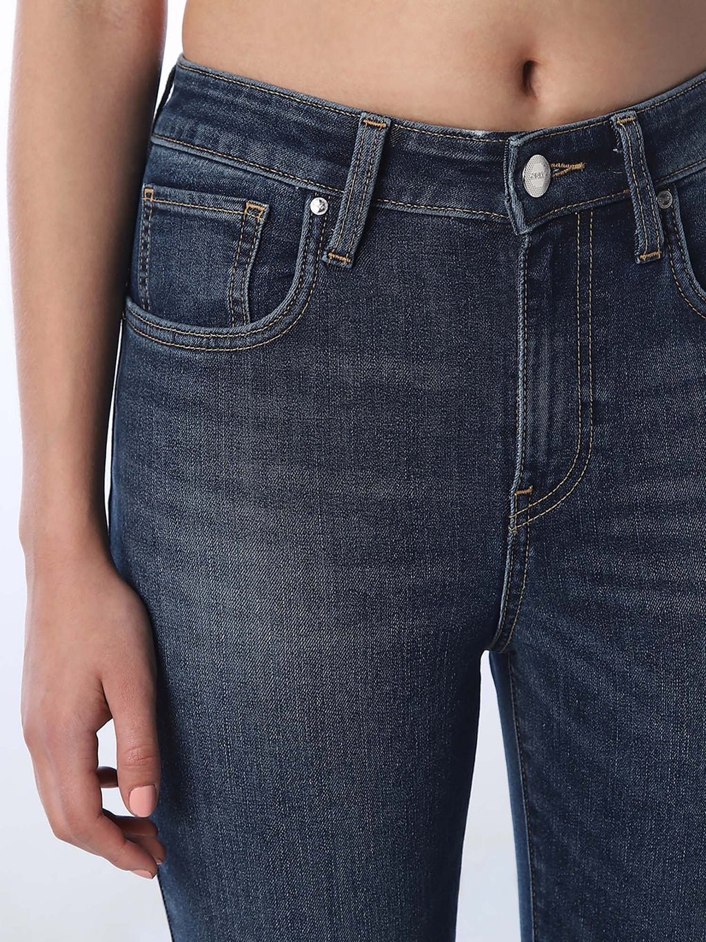 Women Solid Slim Fit High-Rise Blue Jeans | ST23 - view 3