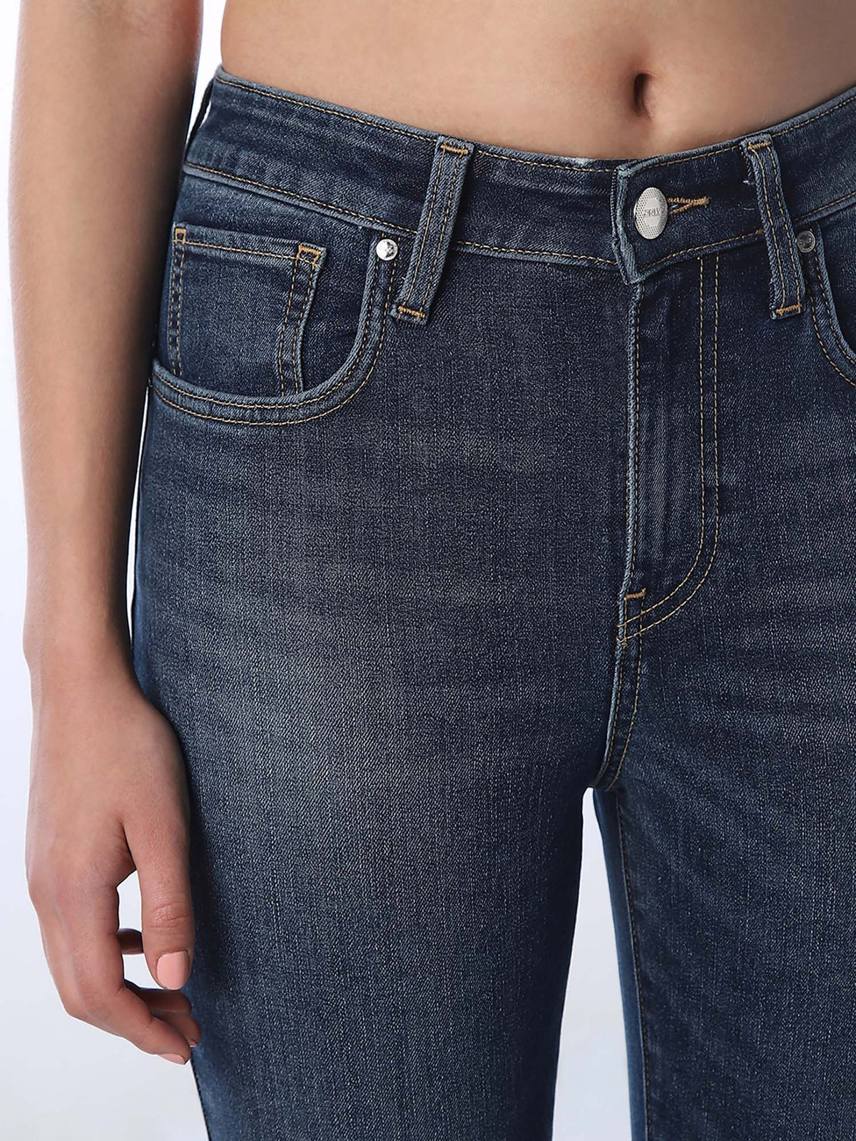 Women Solid Slim Fit High-Rise Blue Jeans | ST23 - view 3
