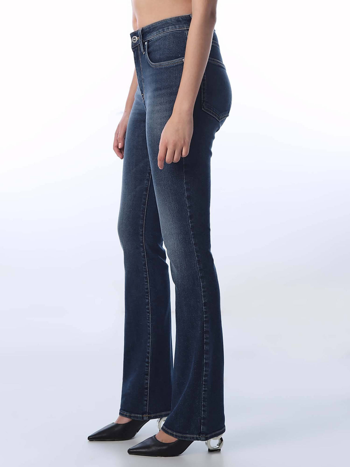 Women Solid Slim Fit High-Rise Blue Jeans | ST23 - view 4