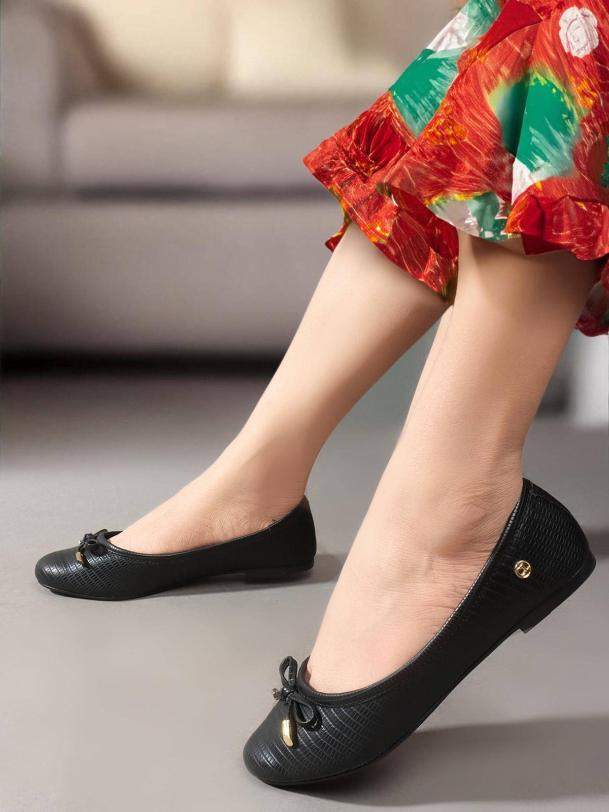 Nude Solid Round Toe Party Ballerinas | F61 - view 10