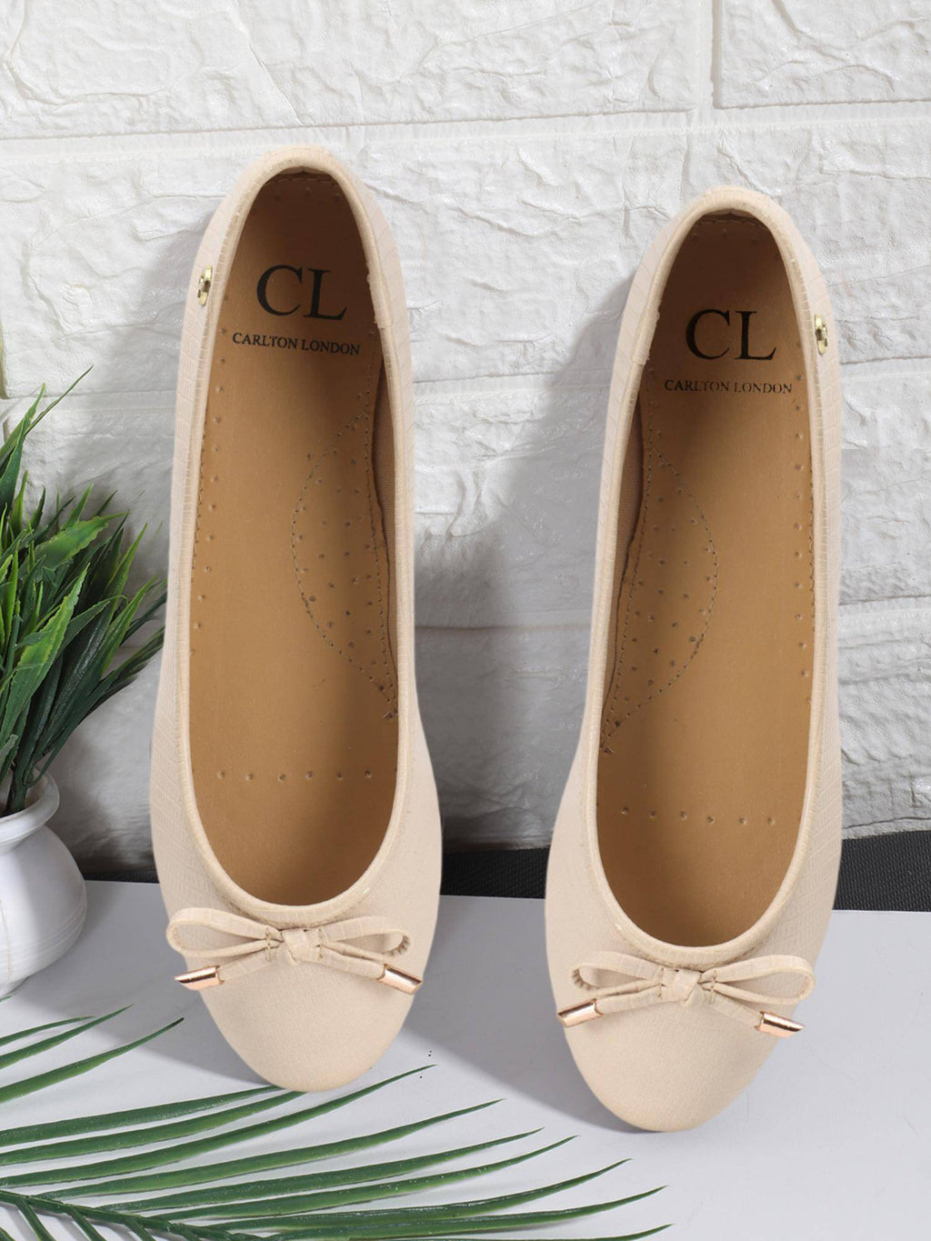Nude Solid Round Toe Party Ballerinas | F61 - view 3