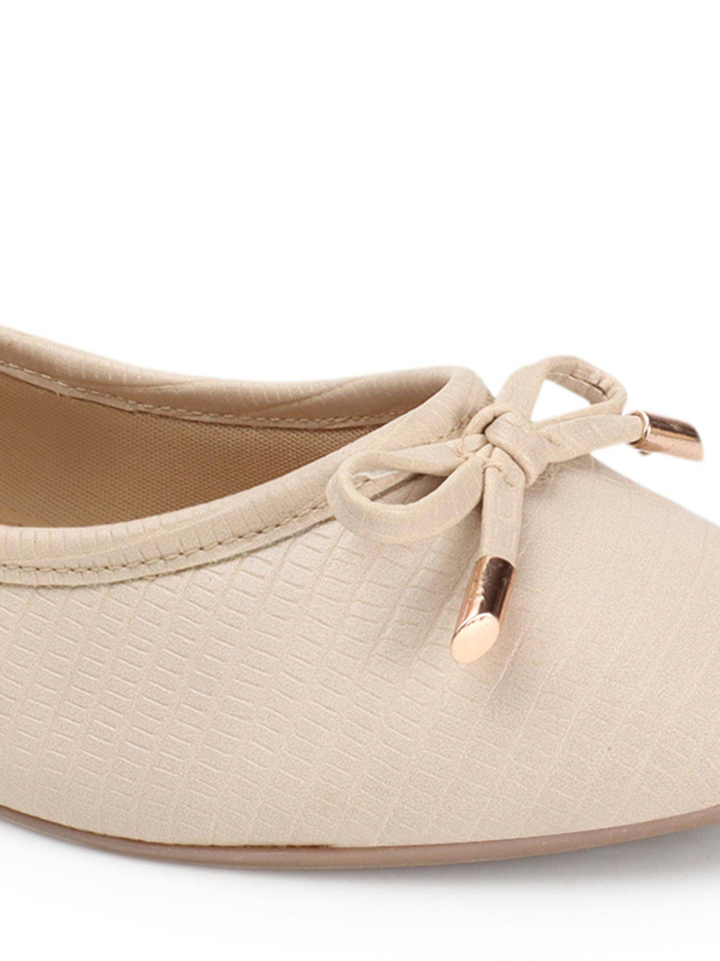 Nude Solid Round Toe Party Ballerinas | F61 - view 4