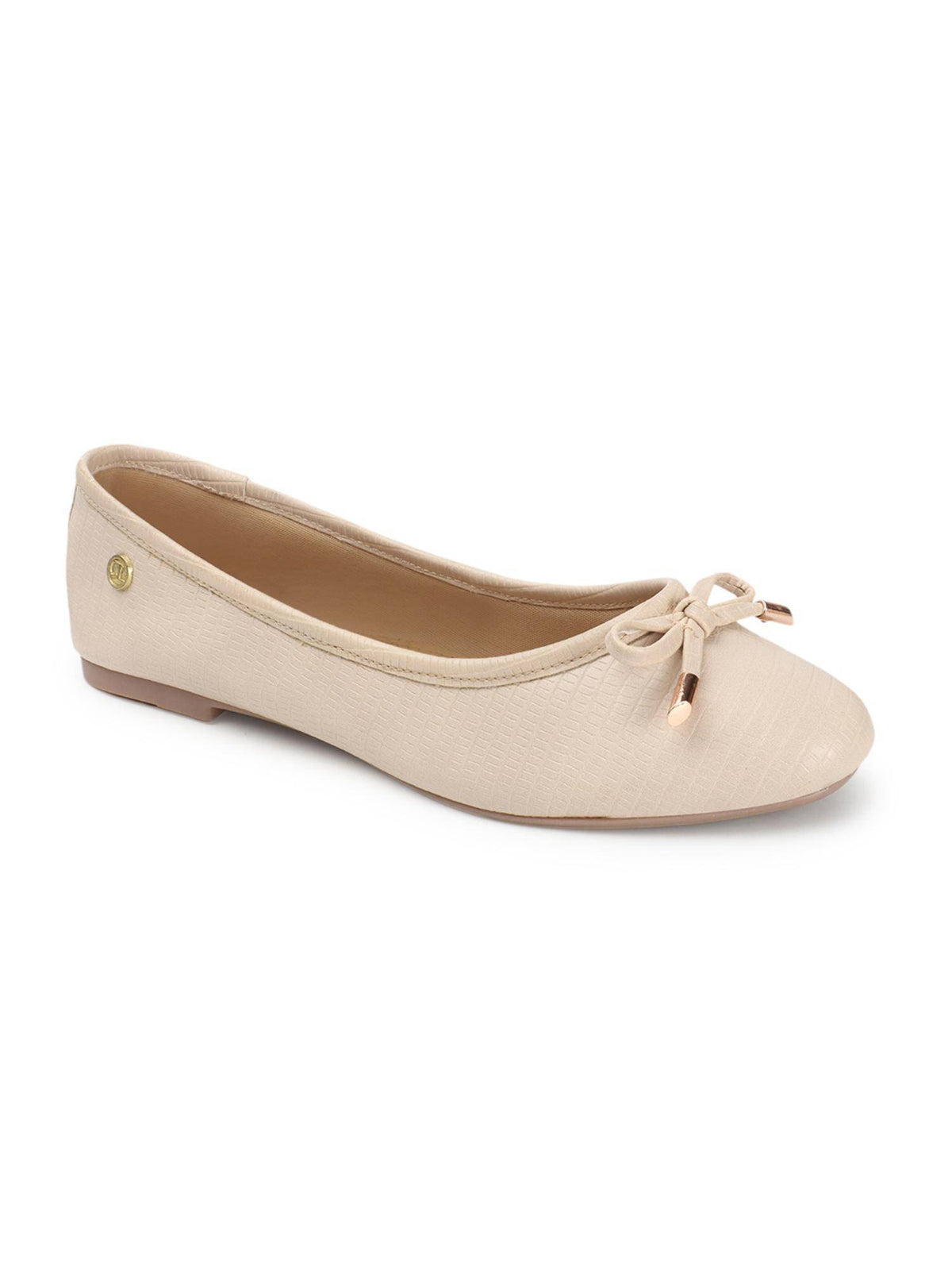 Nude Solid Round Toe Party Ballerinas | F61 - view 5