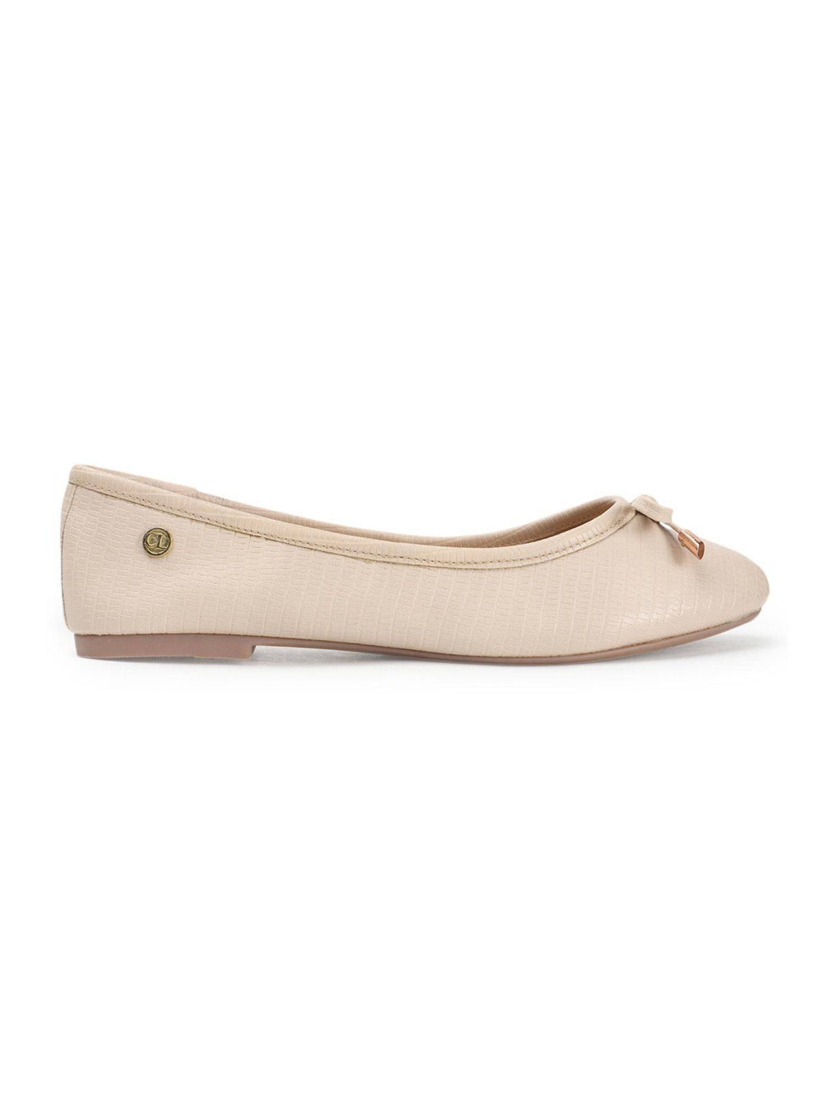 Nude Solid Round Toe Party Ballerinas | F61 - view 6