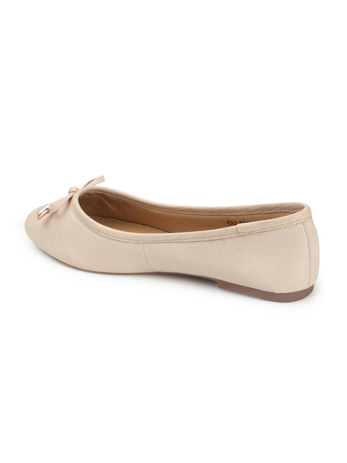 Nude Solid Round Toe Party Ballerinas | F61 - view 7
