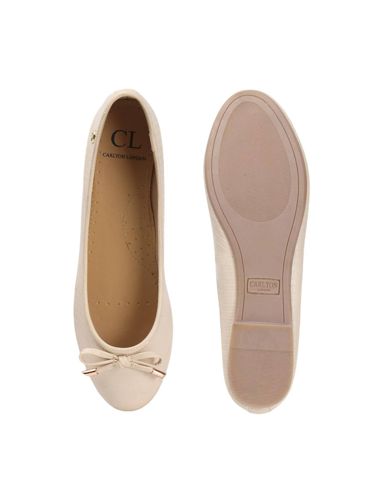 Nude Solid Round Toe Party Ballerinas | F61 - view 8