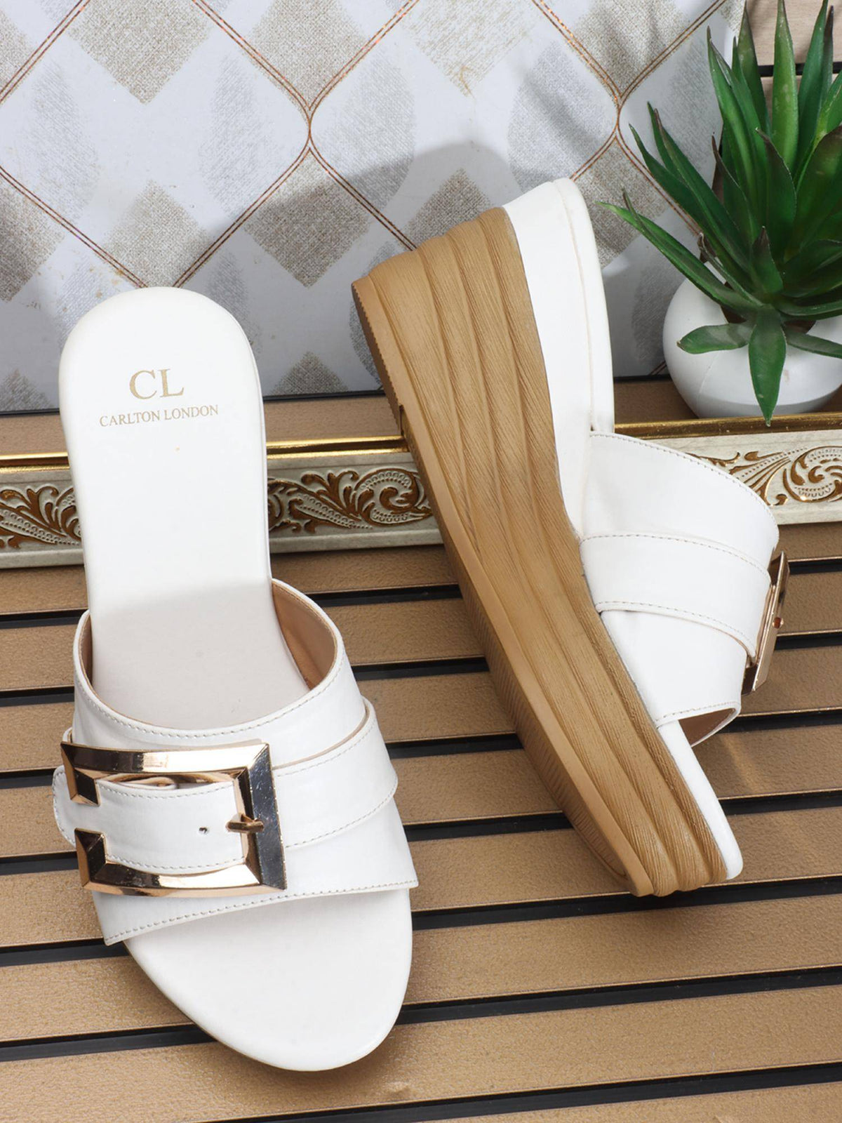 White Solid Heel Party Wear Women Wedges | H78 - view 3