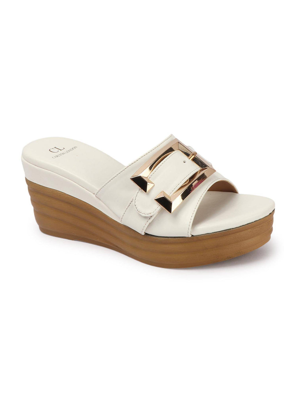White Solid Heel Party Wear Women Wedges | H78 - view 4