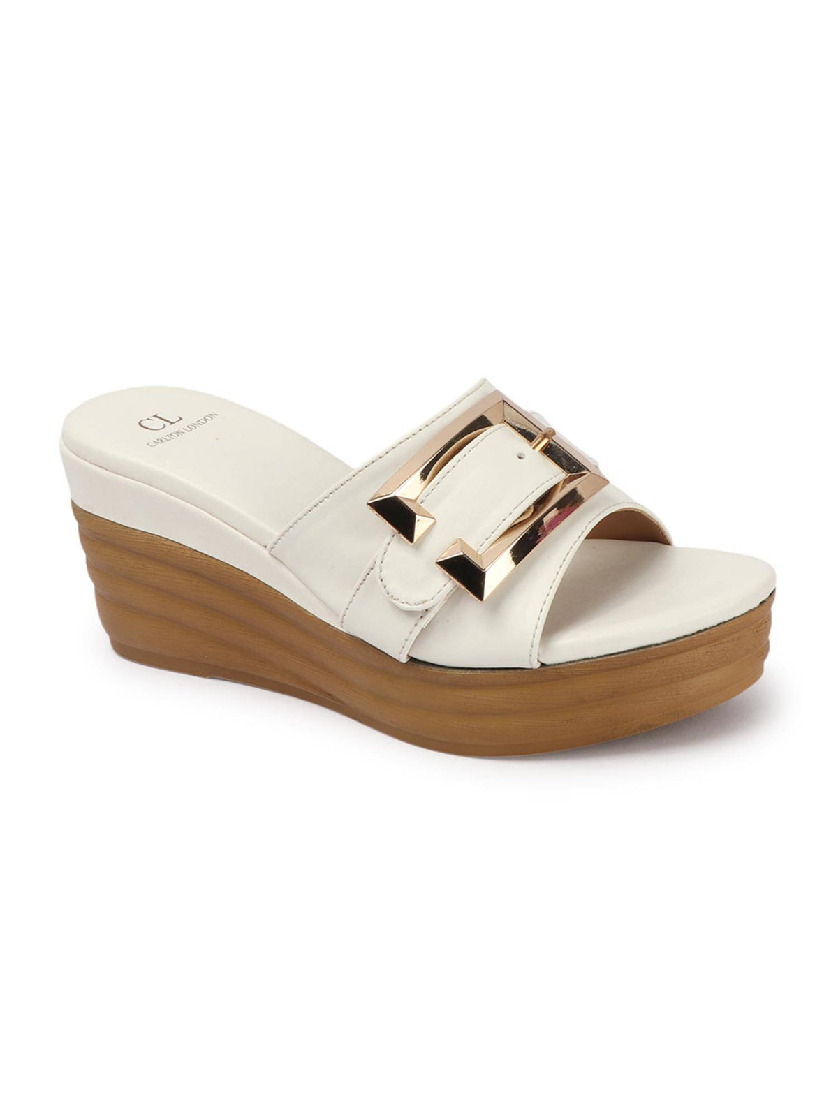White Solid Heel Party Wear Women Wedges | H78 - view 4