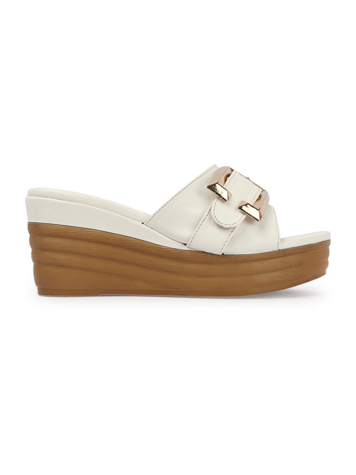 White Solid Heel Party Wear Women Wedges | H78 - view 5