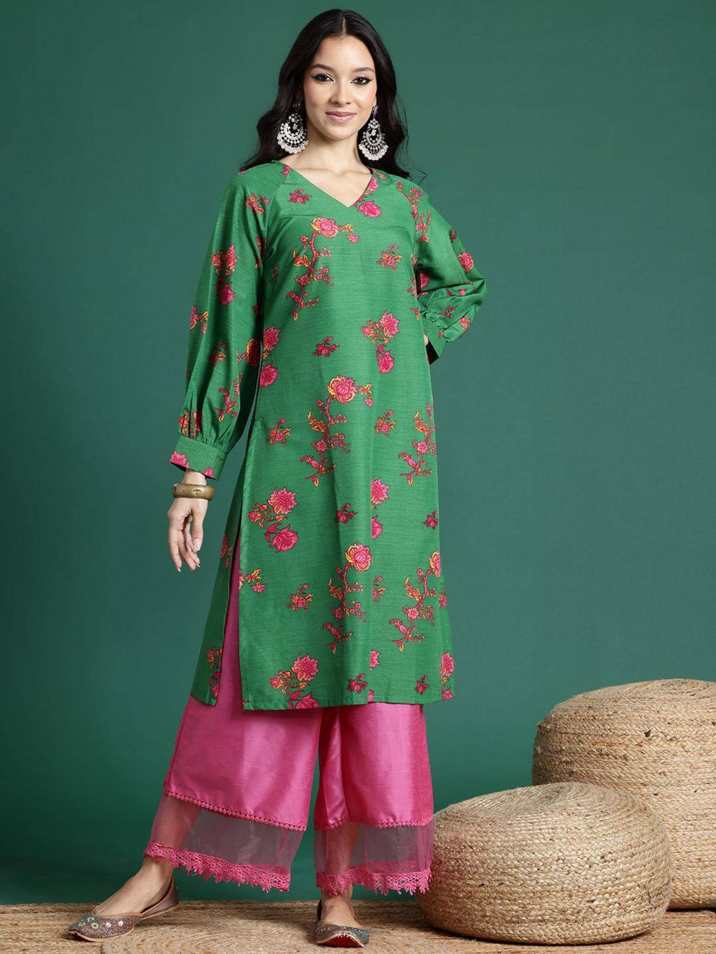 Floral Print Straight Kurta | KDG - view 1