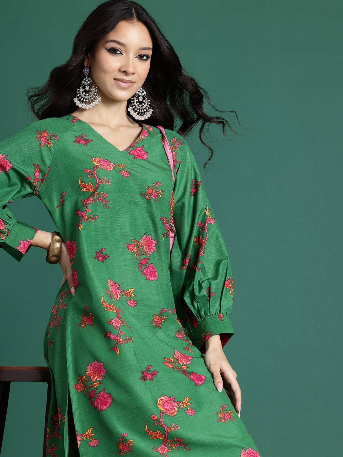 Floral Print Straight Kurta | KDG - view 4