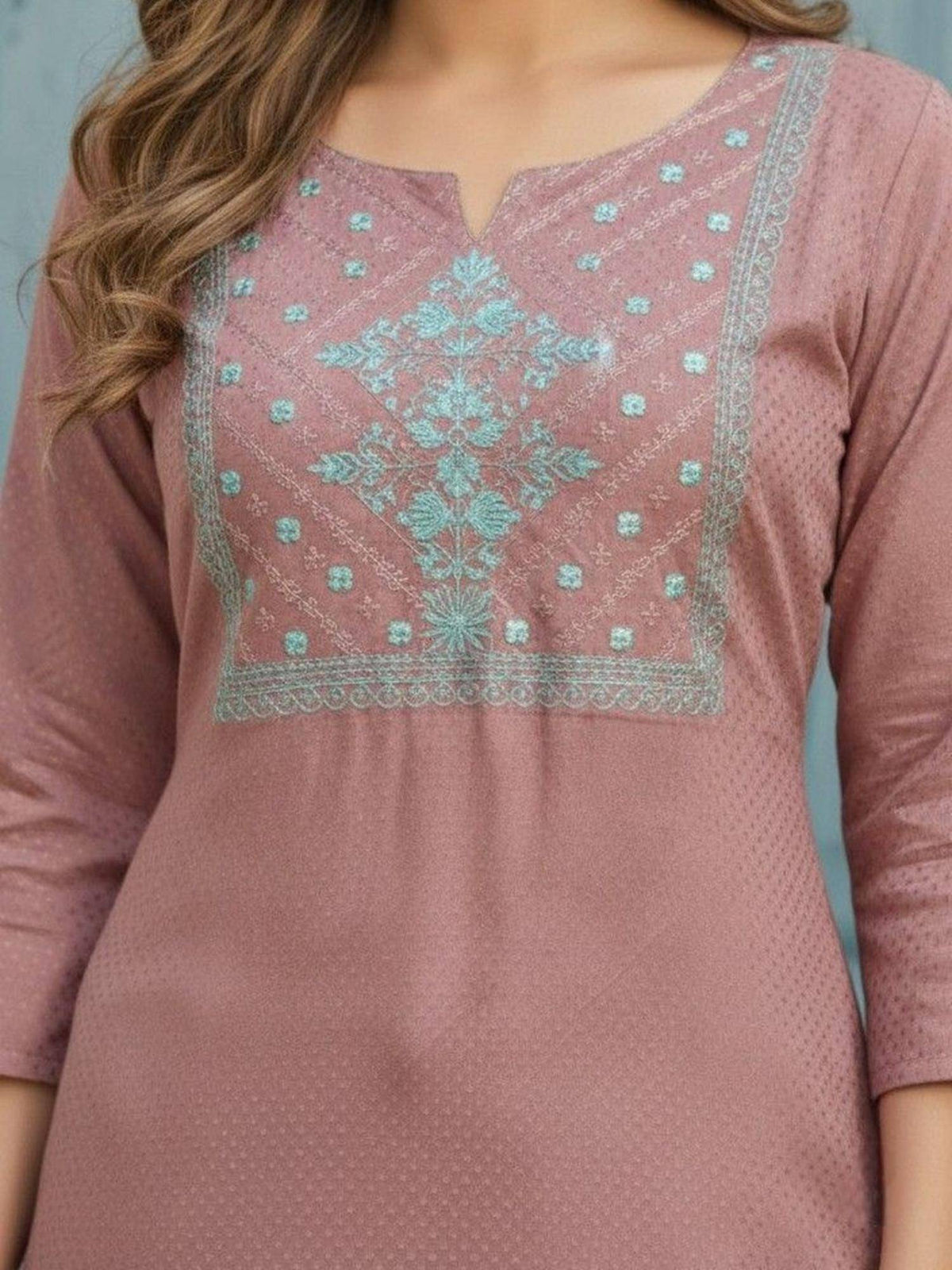 Embroidered Straight Kurta | U3S - view 4
