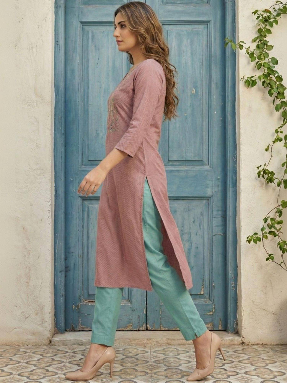 Embroidered Straight Kurta | U3S - view 5
