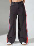 Edition Women Black Solid Baggy Jeans with Side Zipper | BG78 - view 1
