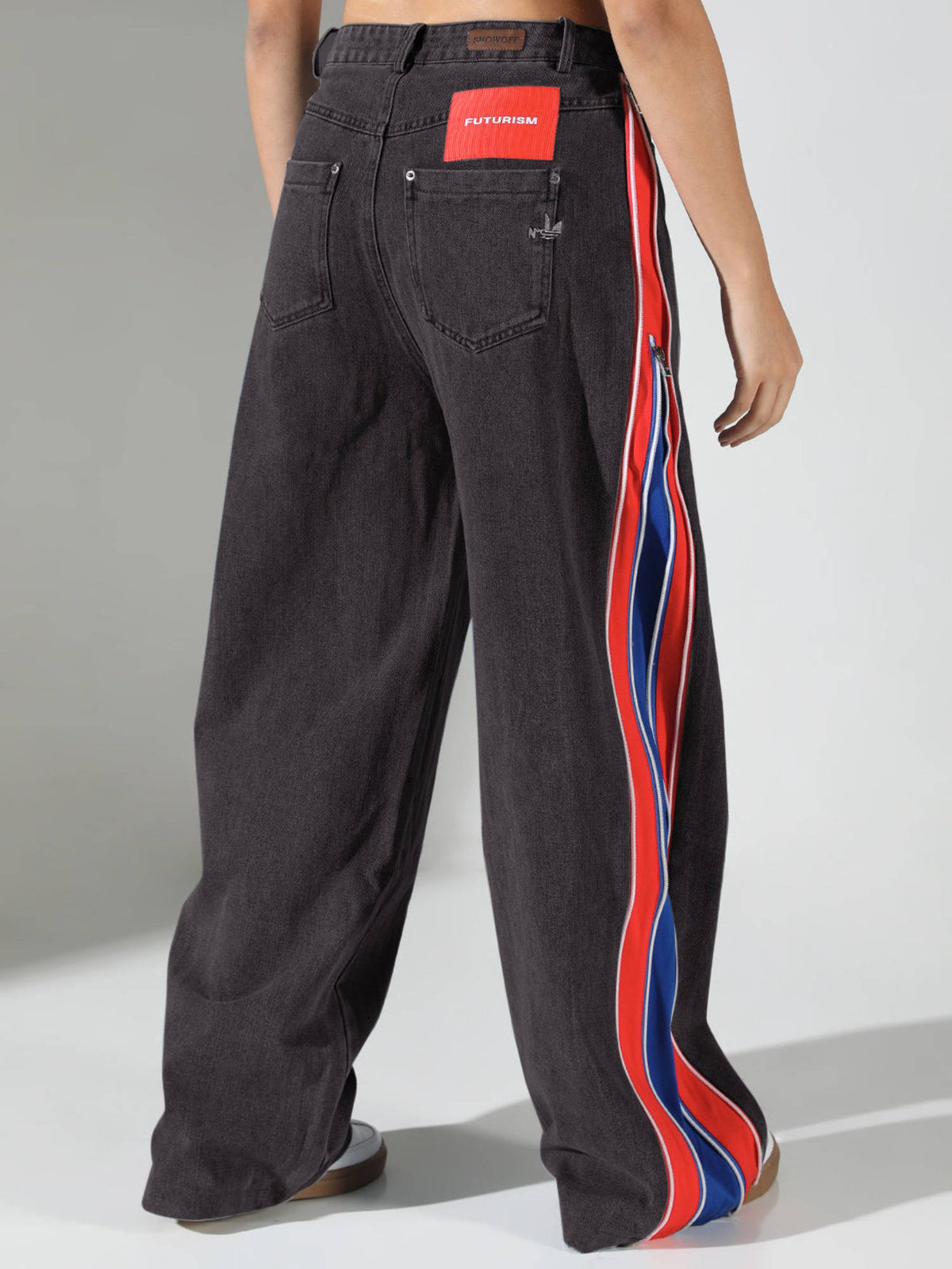 Edition Women Black Solid Baggy Jeans with Side Zipper | BG78 - view 3