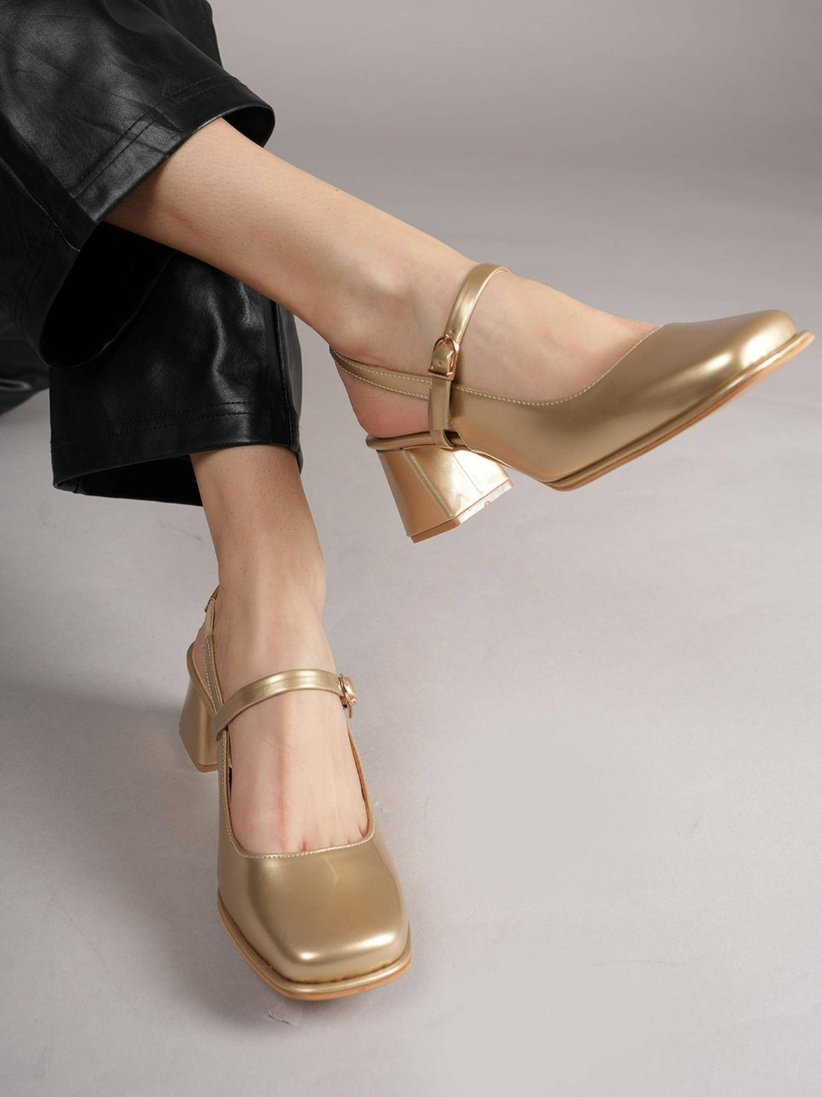 Brown Square Toe Mary Jane Block Sandal Heels for Women | H78 - view 31