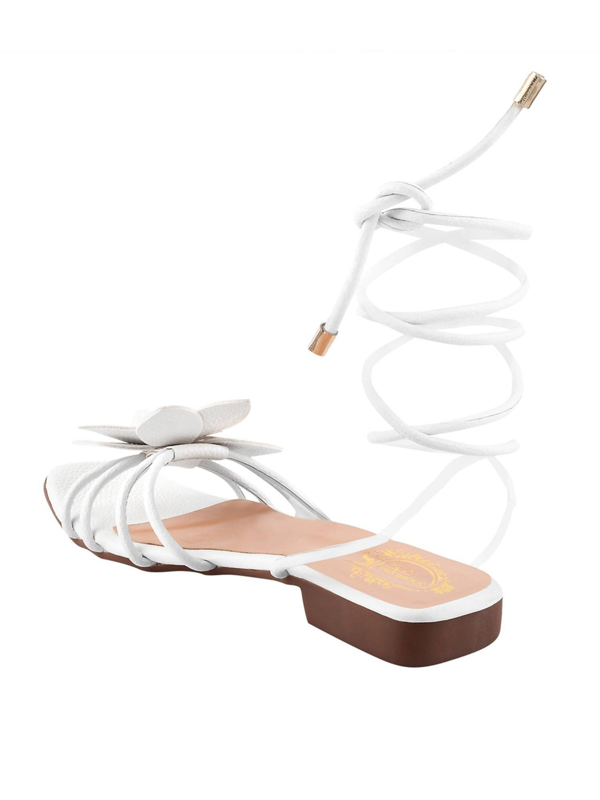 Women White Solid Flats | F61 - view 3