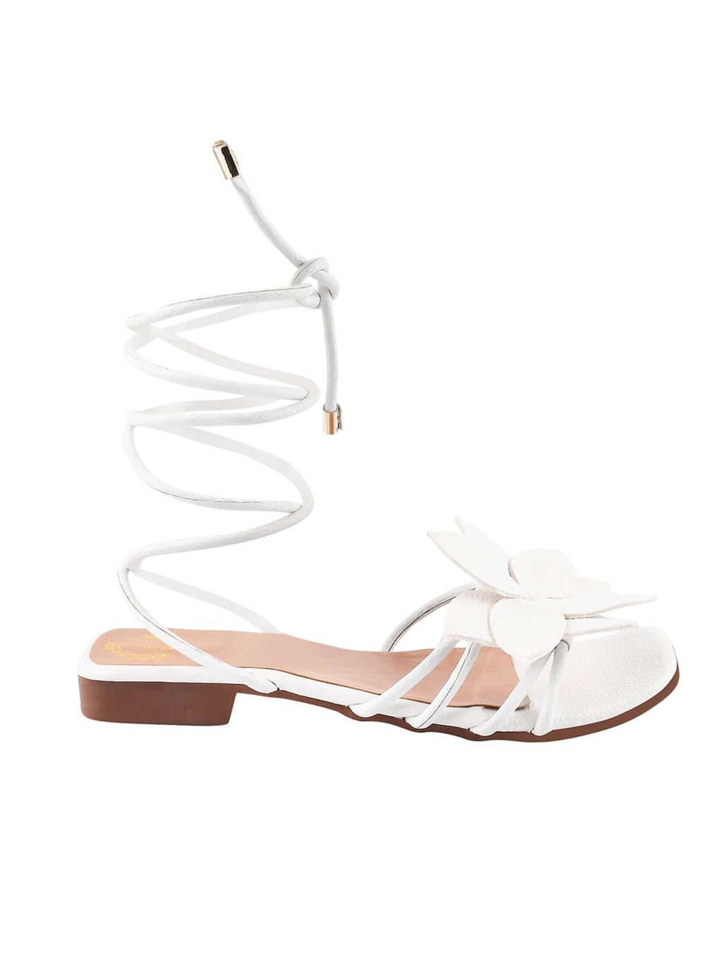 Women White Solid Flats | F61 - view 4