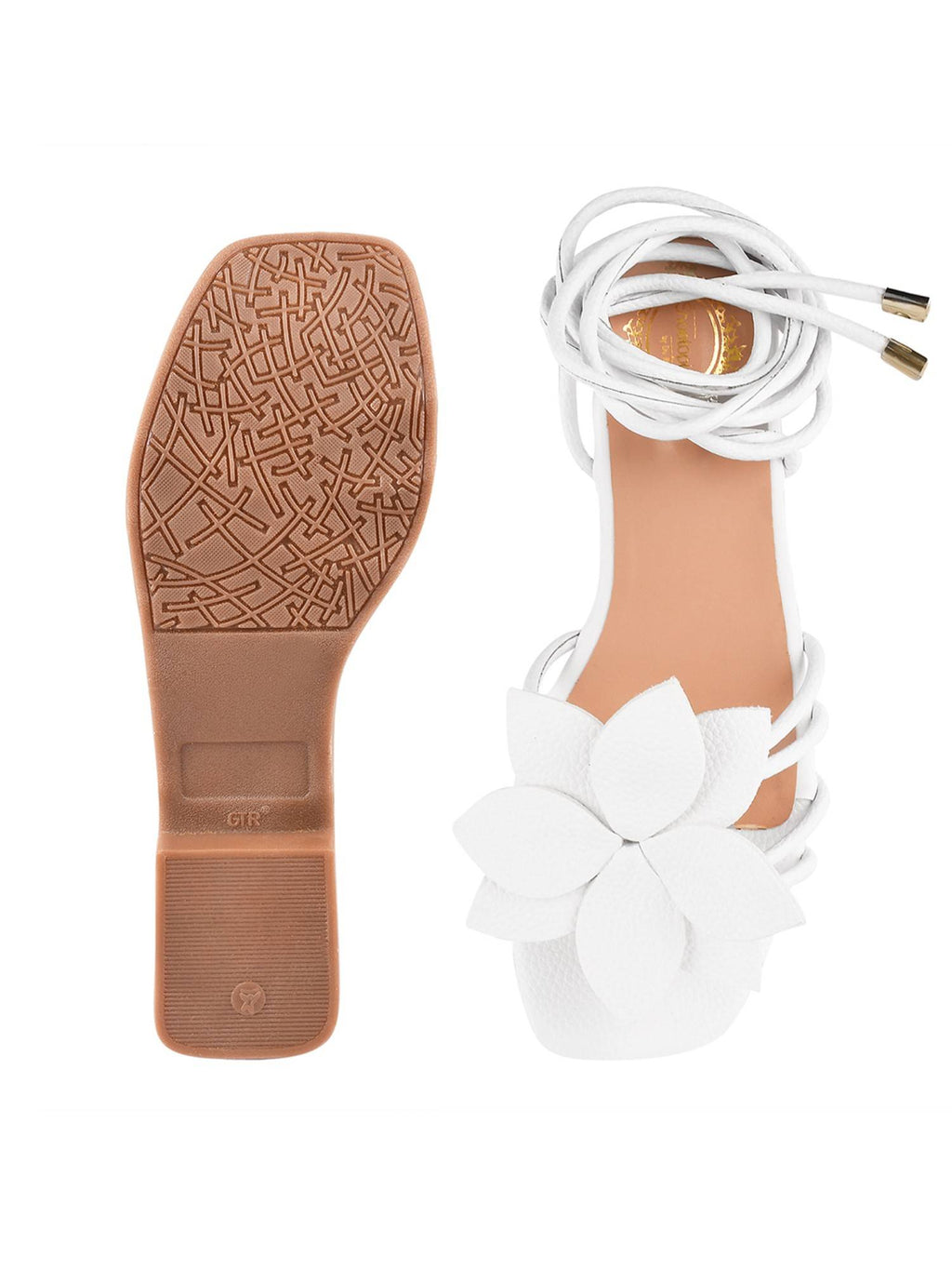 Women White Solid Flats | F61 - view 5