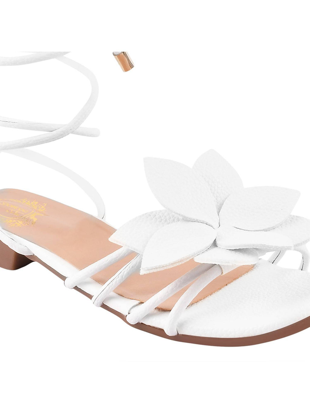 Women White Solid Flats | F61 - view 6