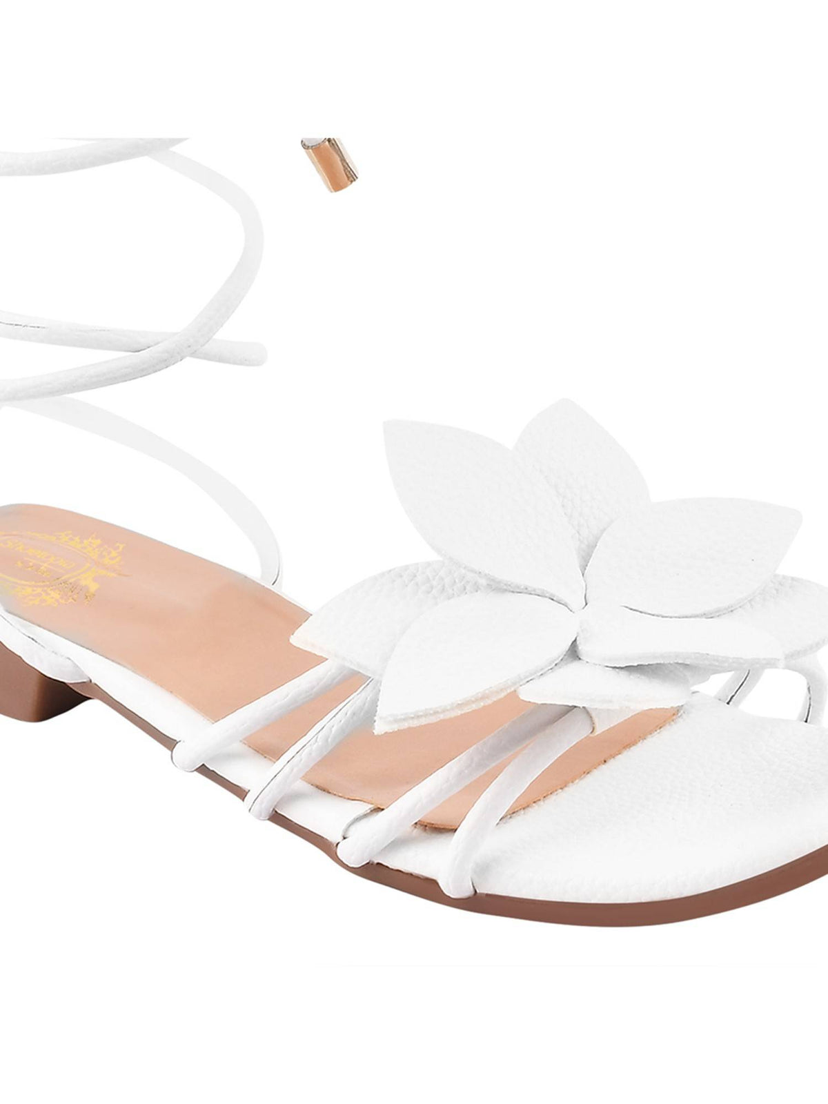 Women White Solid Flats | F61 - view 6