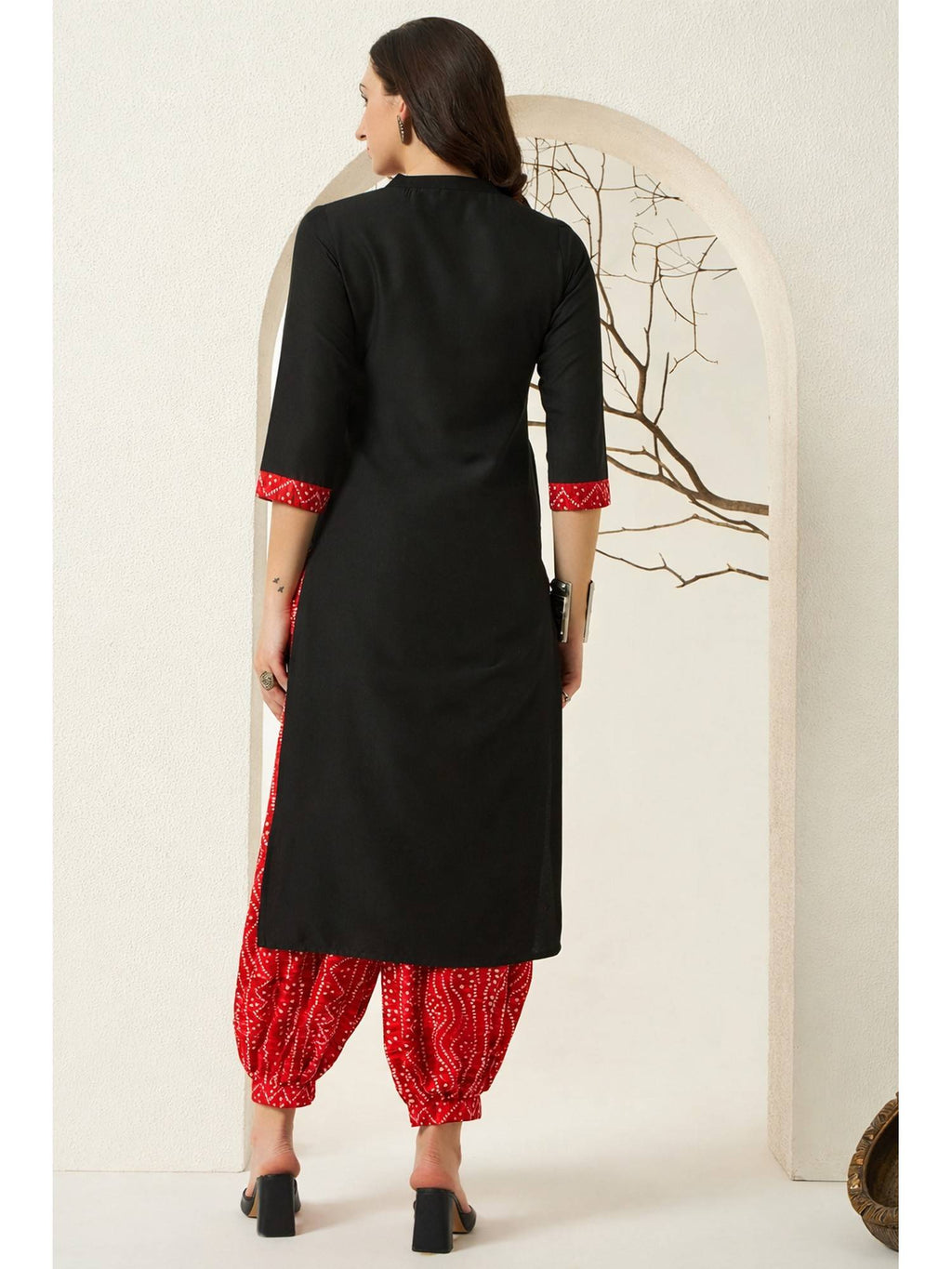 Red Rayon Bandhani Printed Kurta | KDG - view 2