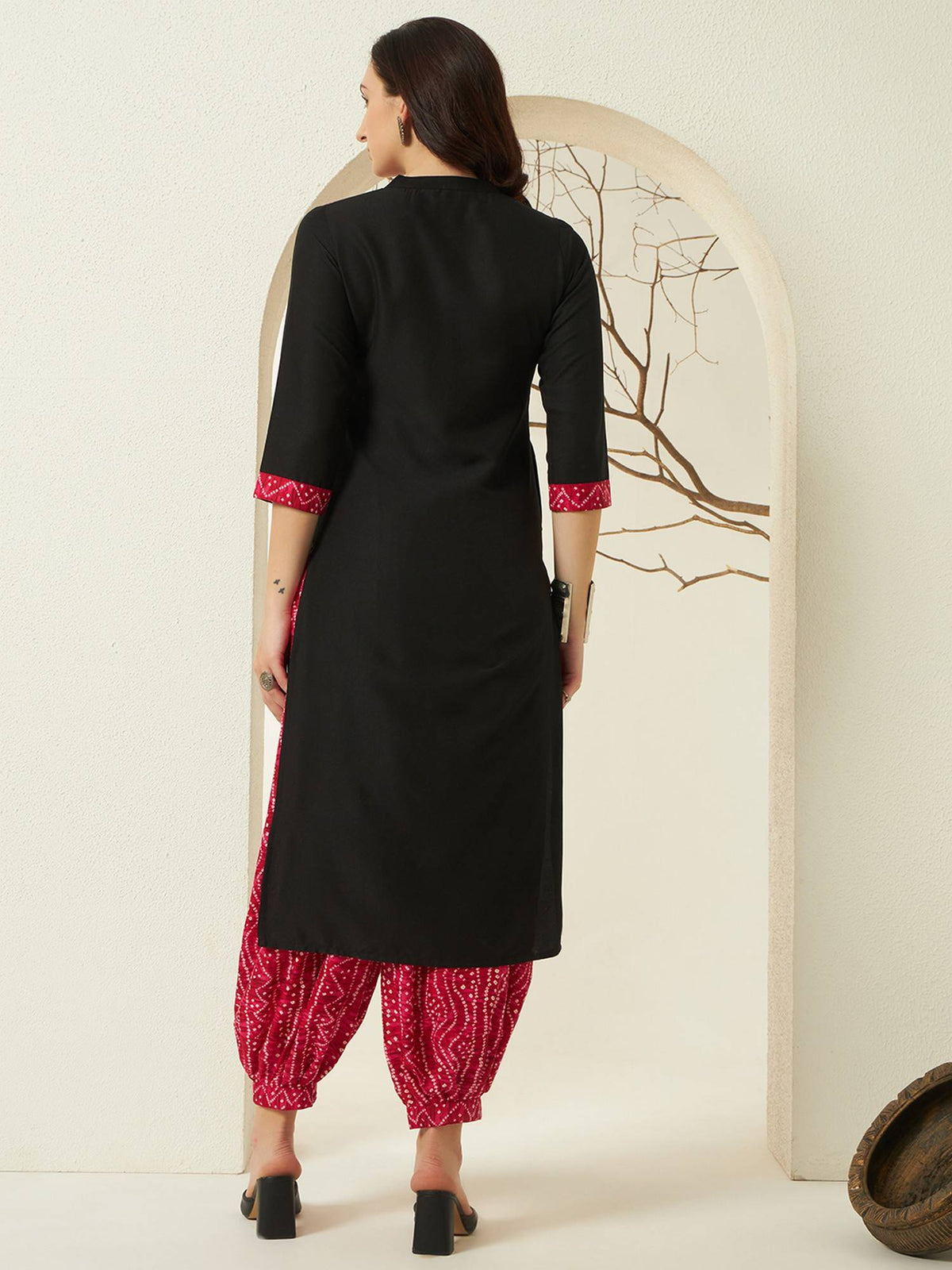 Red Rayon Bandhani Printed Kurta | KDG - view 23