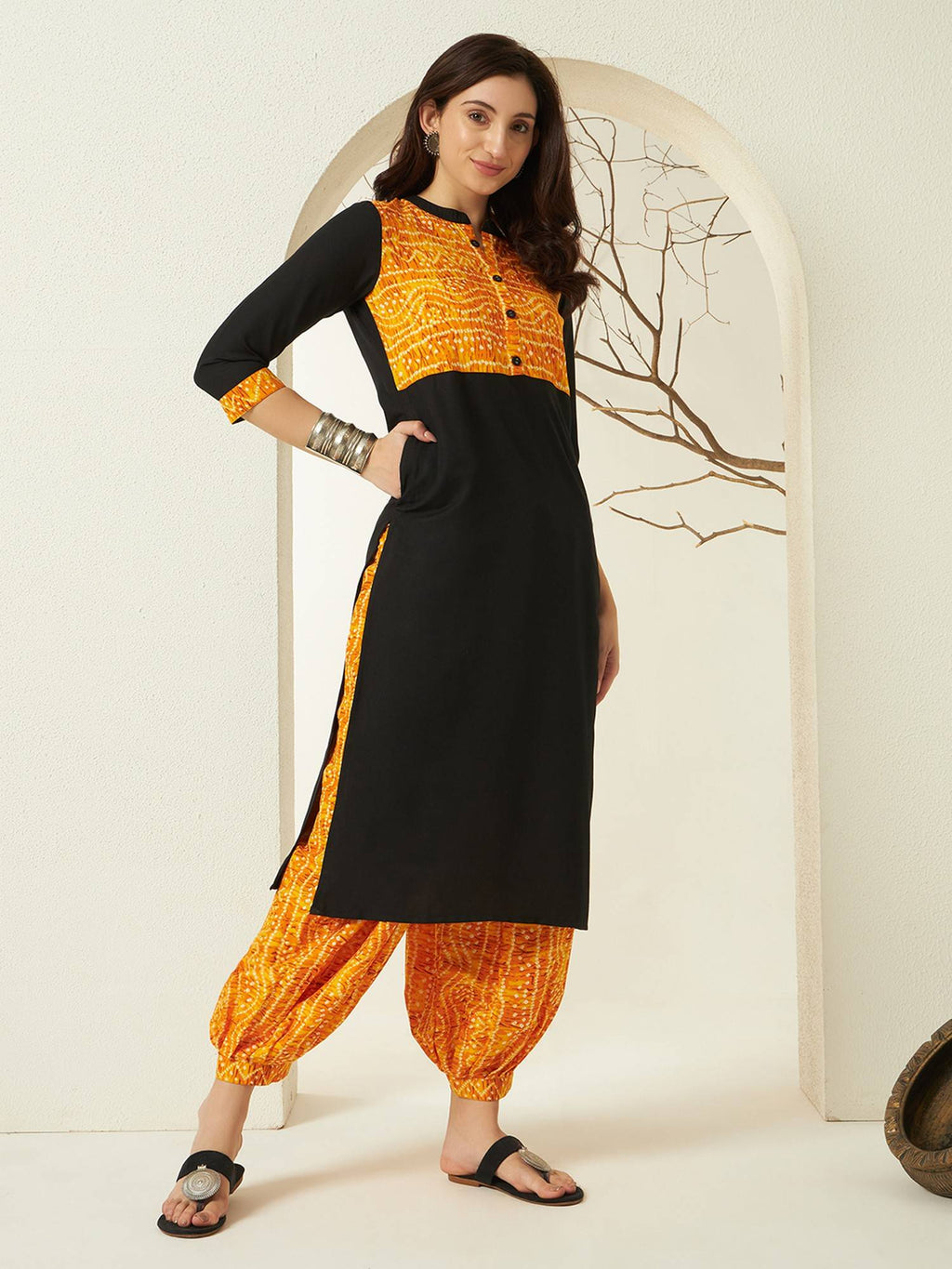 Red Rayon Bandhani Printed Kurta | KDG - view 18