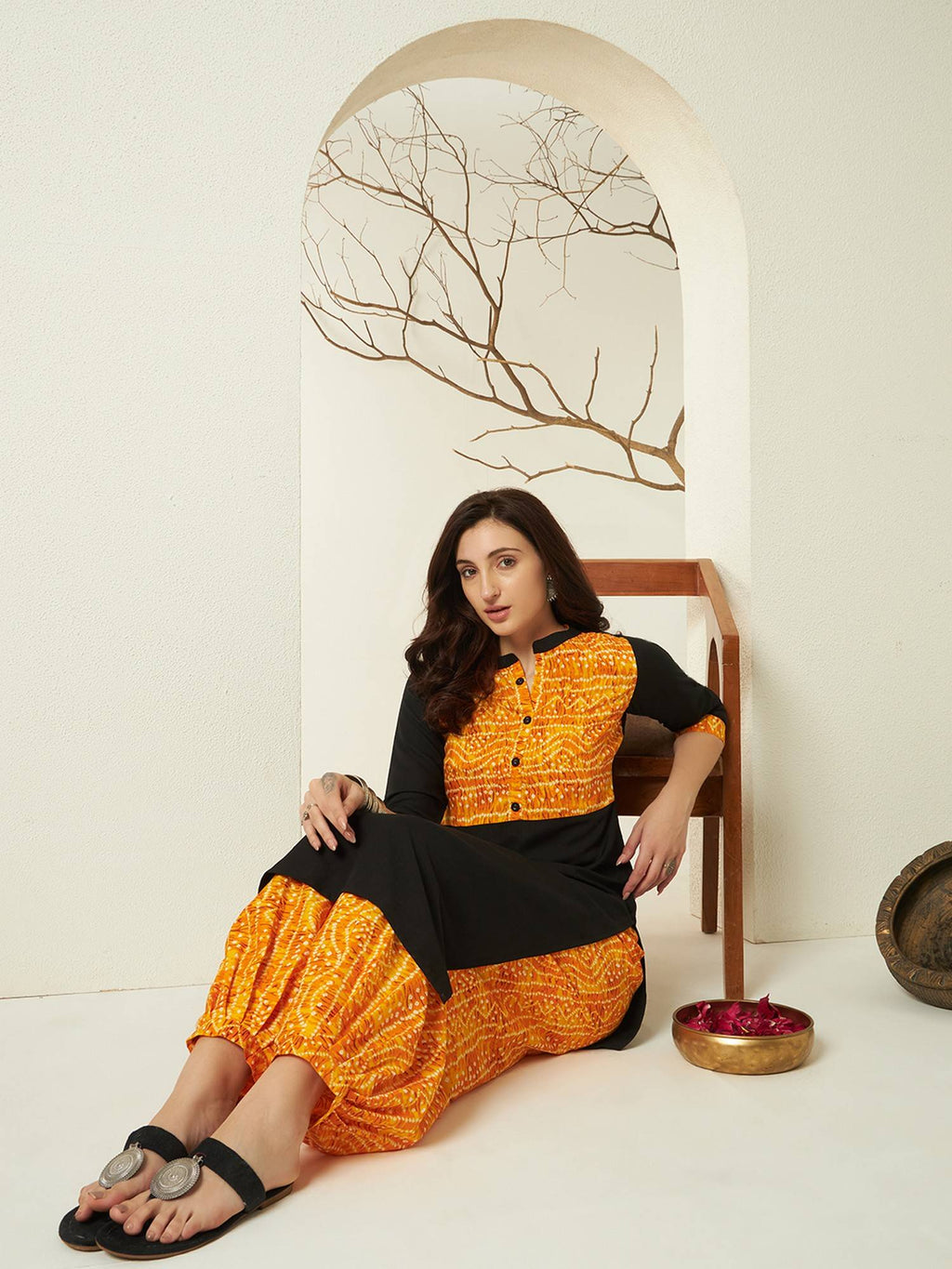 Red Rayon Bandhani Printed Kurta | KDG - view 20