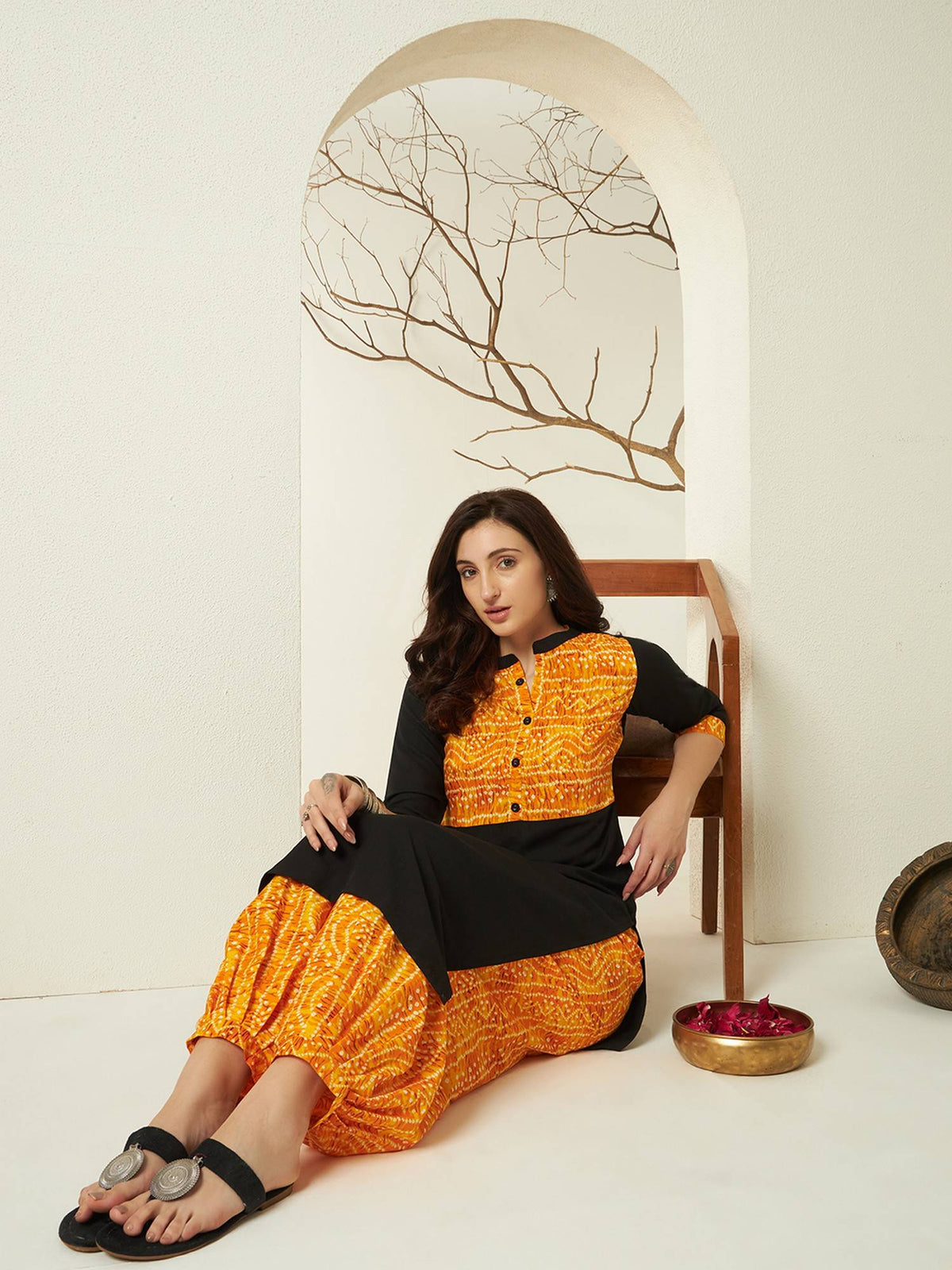 Red Rayon Bandhani Printed Kurta | KDG - view 20