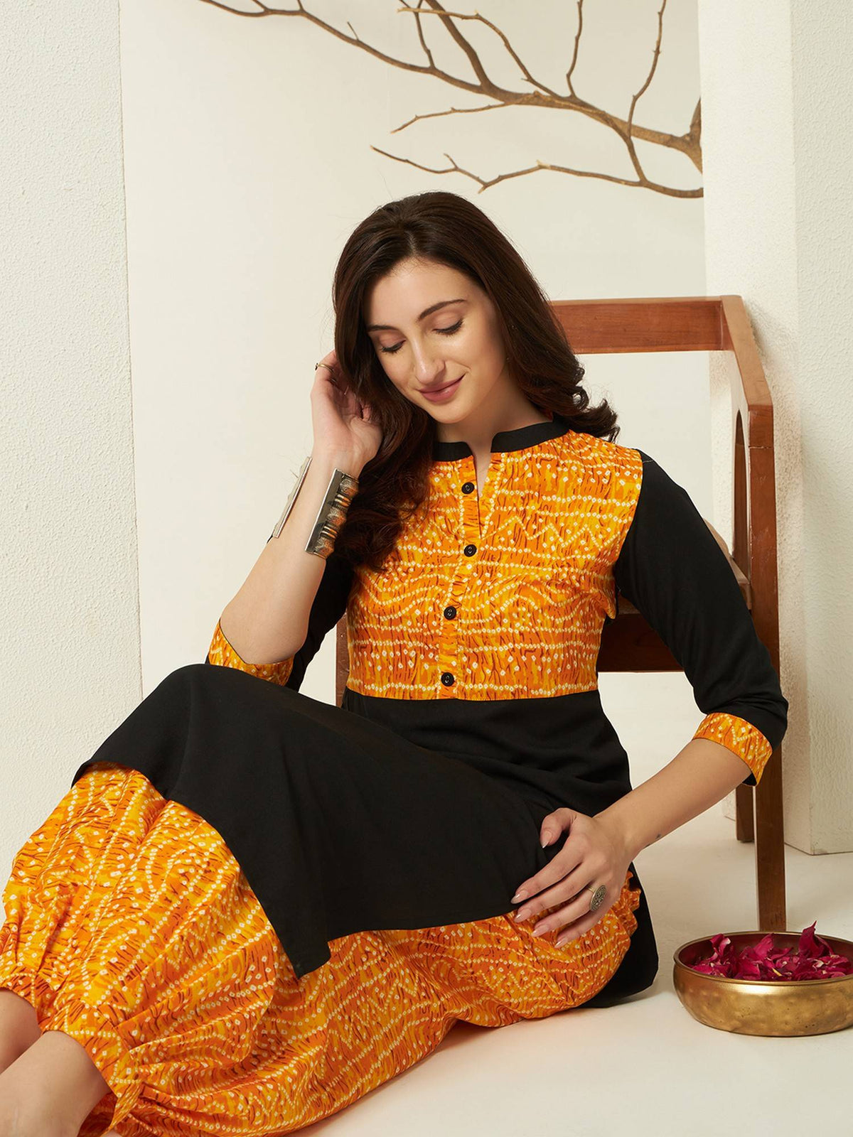 Red Rayon Bandhani Printed Kurta | KDG - view 21