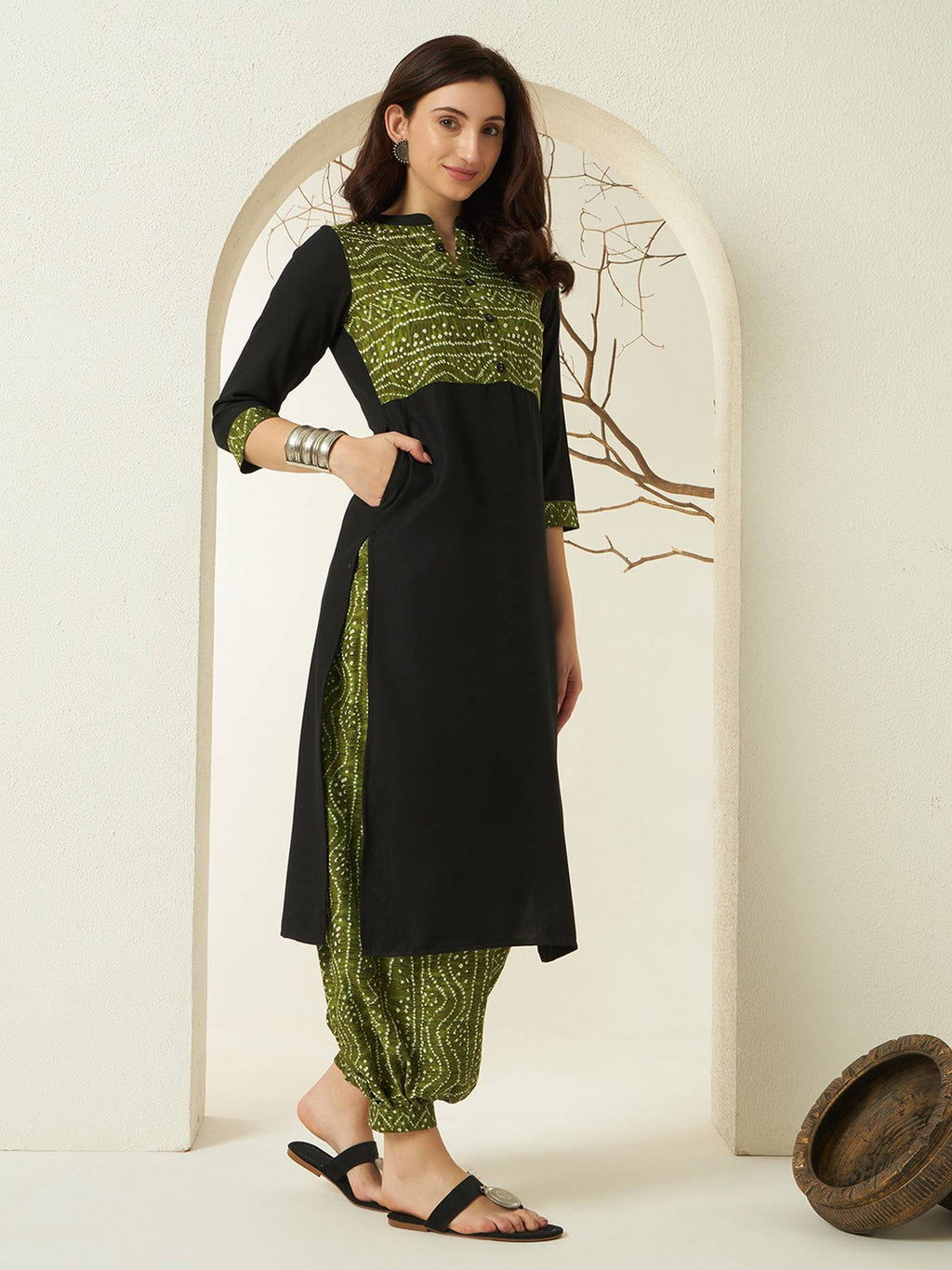 Red Rayon Bandhani Printed Kurta | KDG - view 11