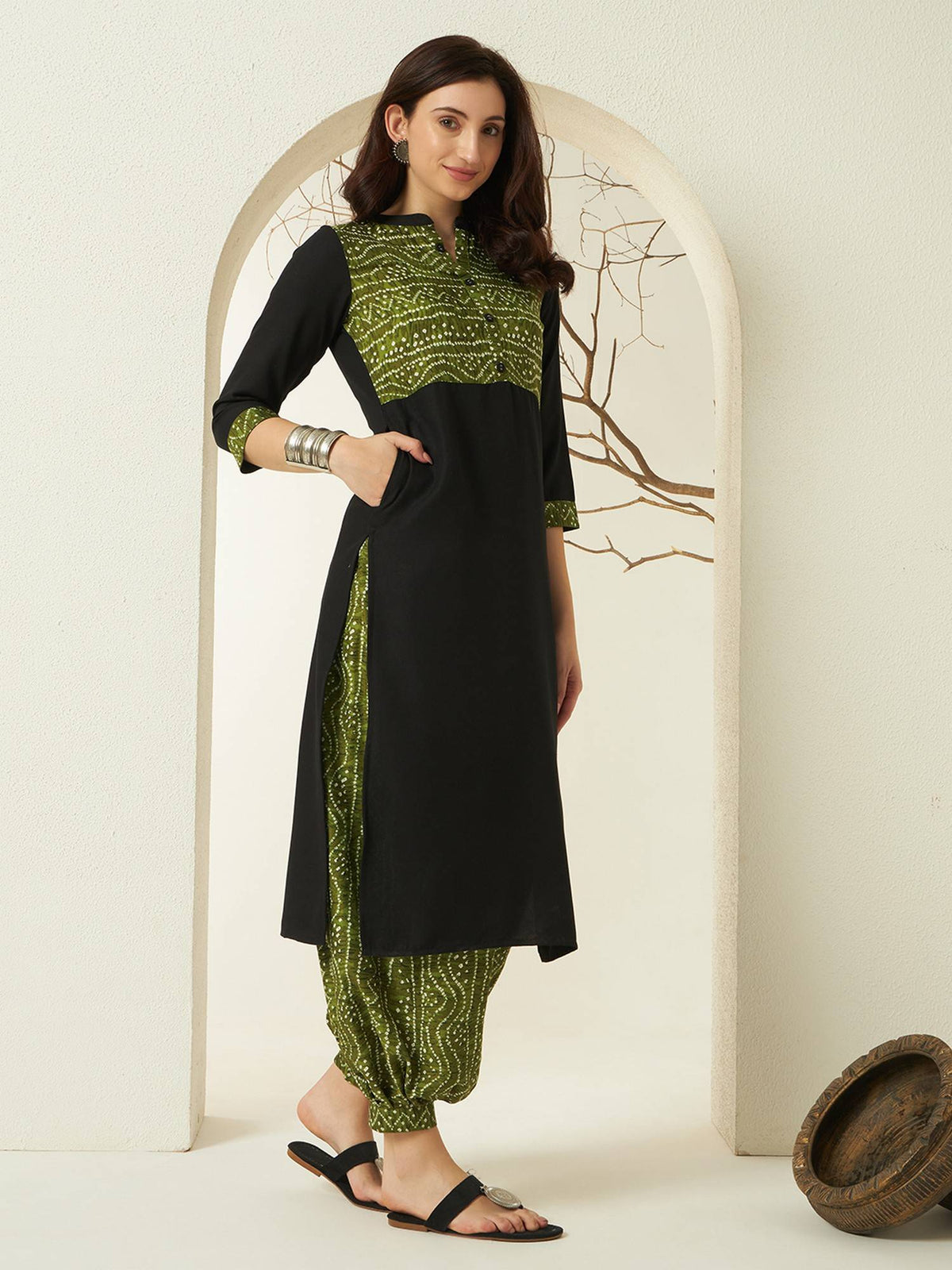 Red Rayon Bandhani Printed Kurta | KDG - view 11