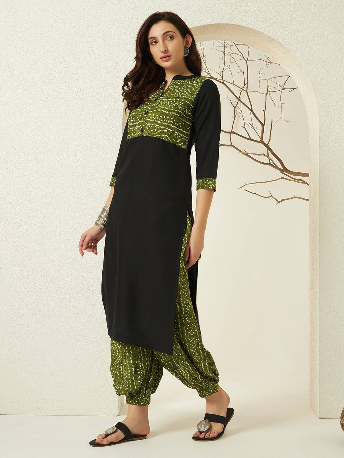 Red Rayon Bandhani Printed Kurta | KDG - view 12