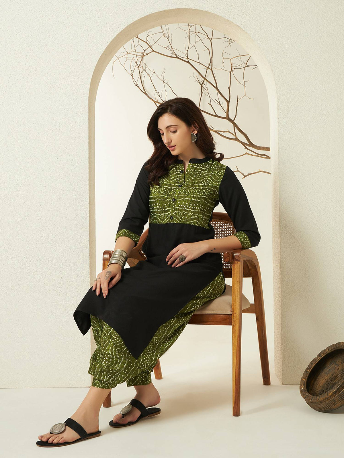 Red Rayon Bandhani Printed Kurta | KDG - view 13