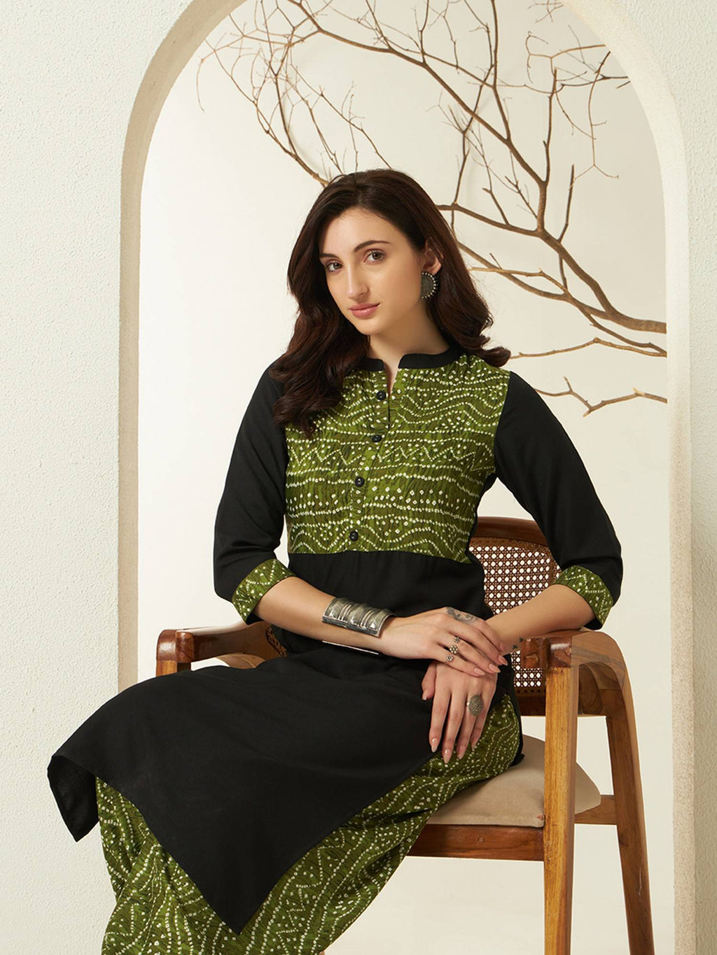Red Rayon Bandhani Printed Kurta | KDG - view 14