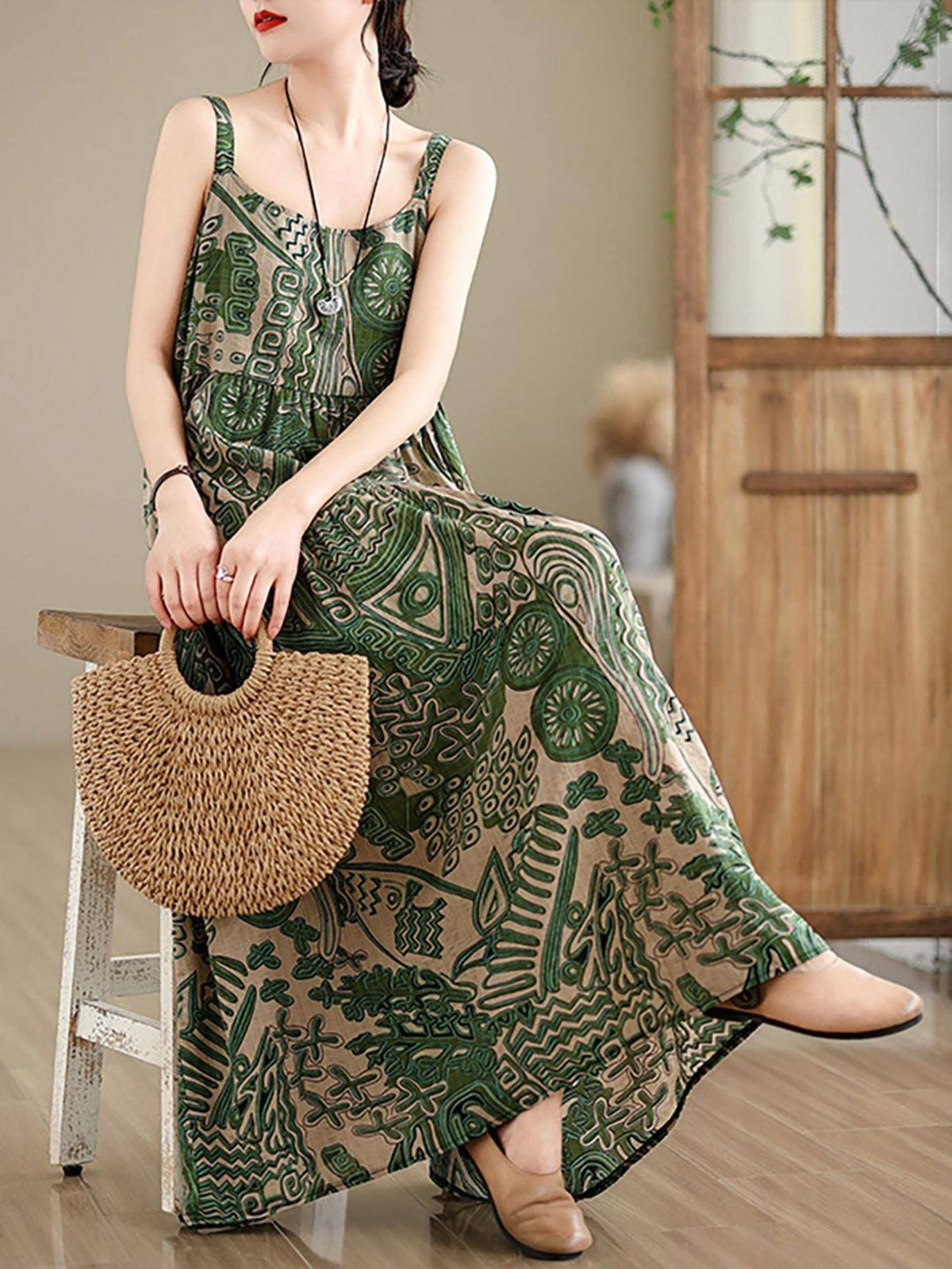 Womens Graphic Green Dress | D56 - view 3