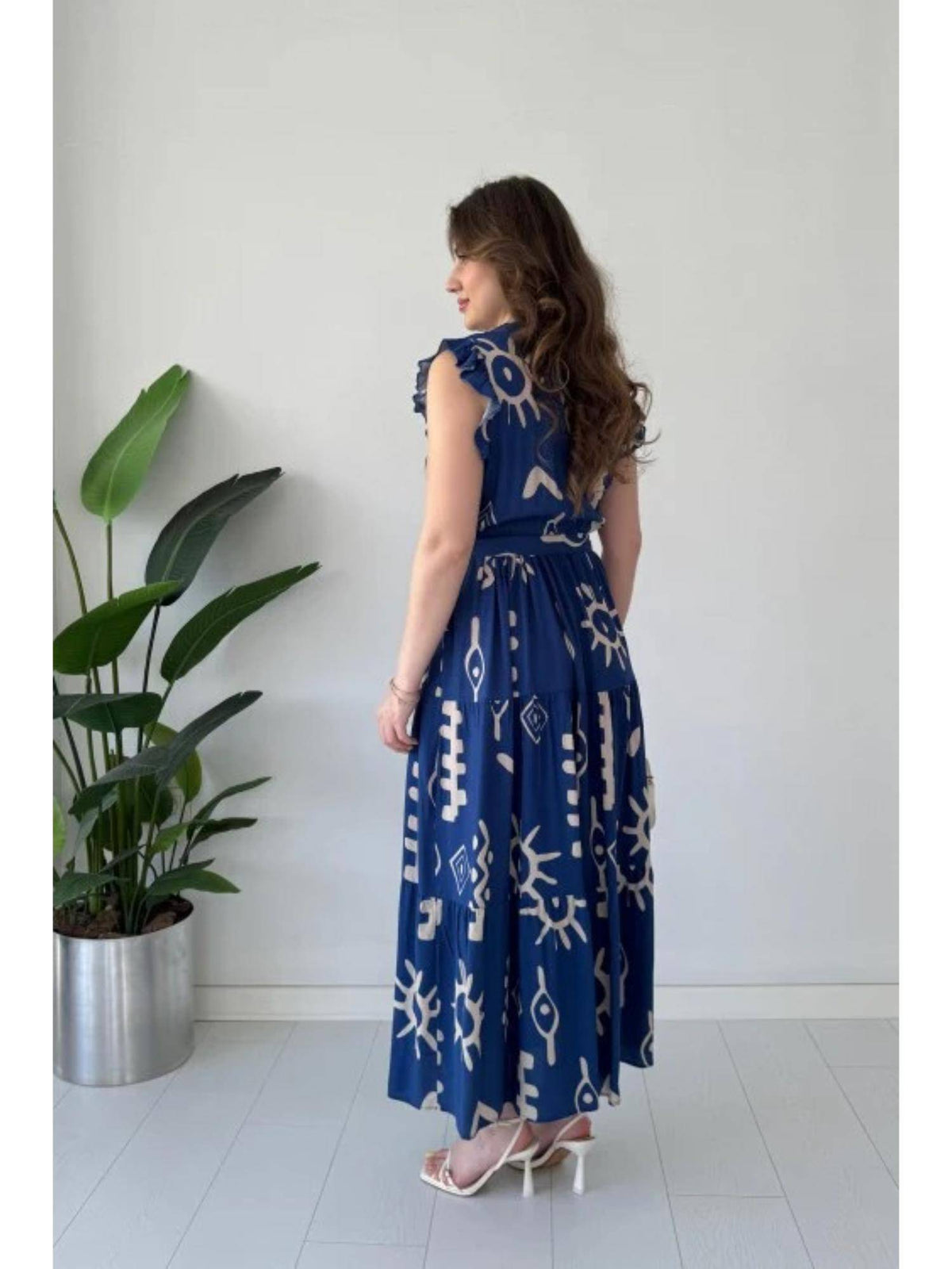 Womens Graphic Blue Dress with Belt | D56 - view 3