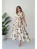 Womens Graphic White Dress with Belt | D56 - view 1