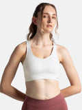MI18 Wirefree Padded Soft Touch Microfiber Elastane Sports Bra - White | sb09 - view 1