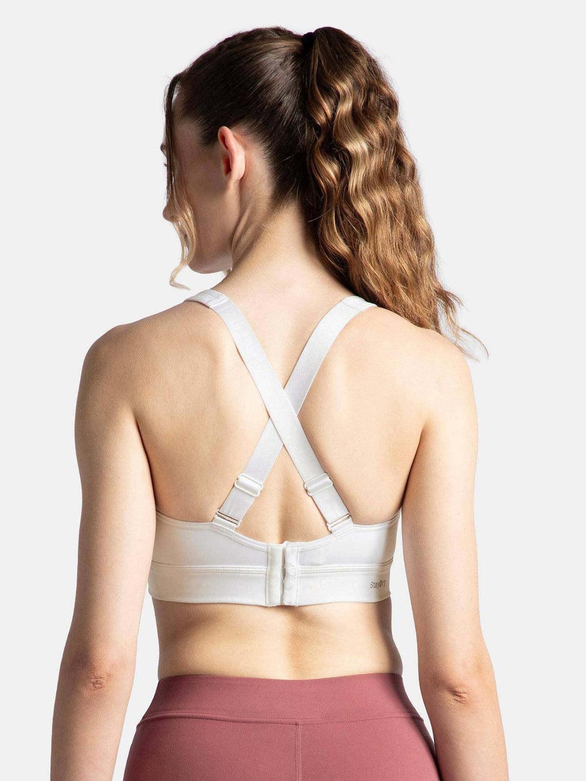 MI18 Wirefree Padded Soft Touch Microfiber Elastane Sports Bra - White | sb09 - view 4
