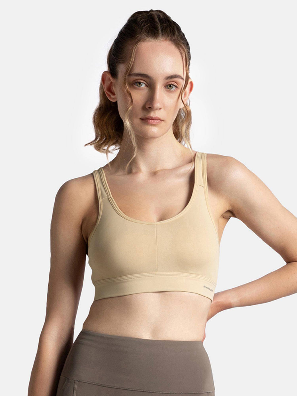 MI18 Wirefree Padded Soft Touch Microfiber Elastane Sports Bra - White | sb09 - view 8